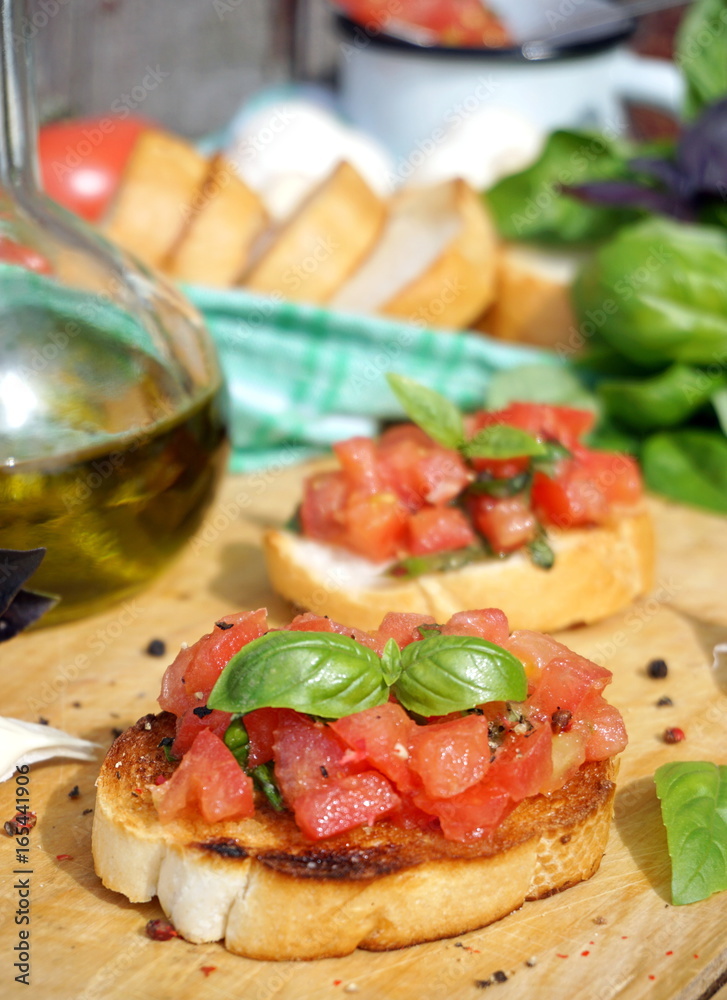 Bruschetta with tomato and basil