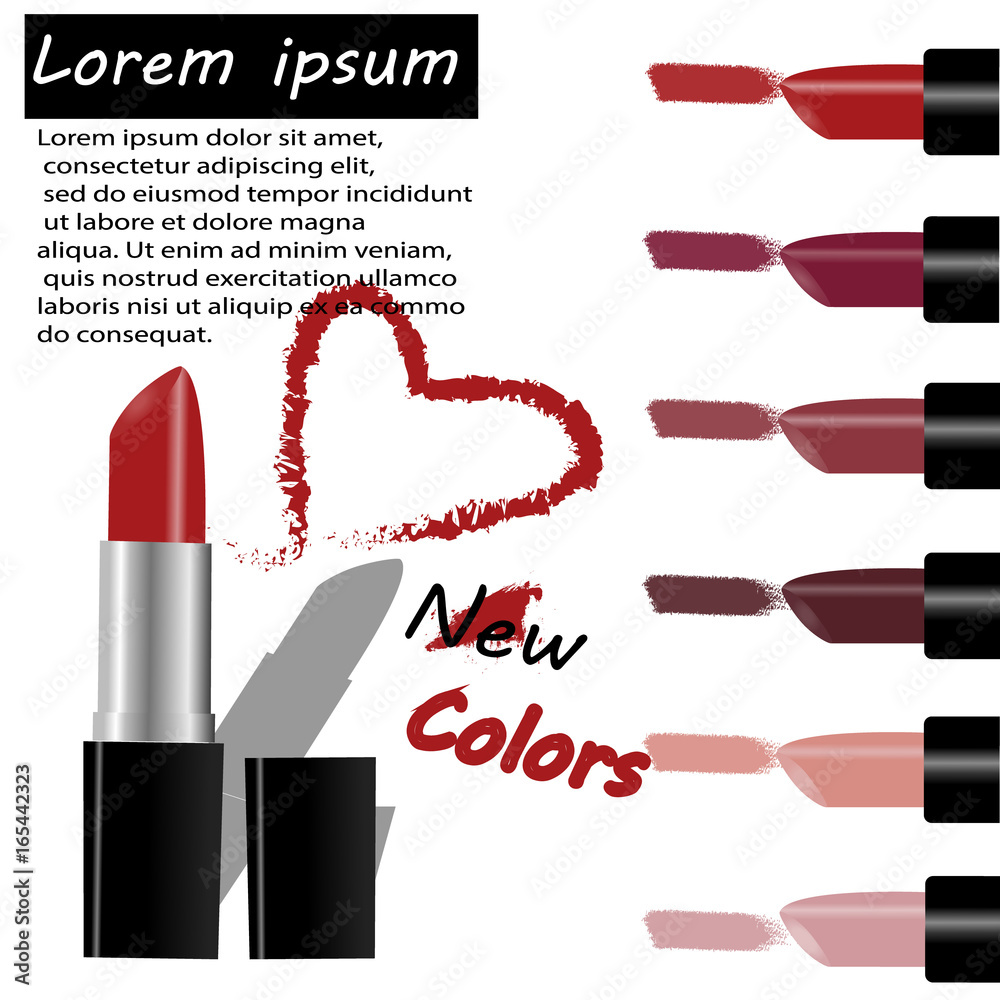 Vector flat fashion illustration with lipstick Vector flat fashion illustration with lipstick