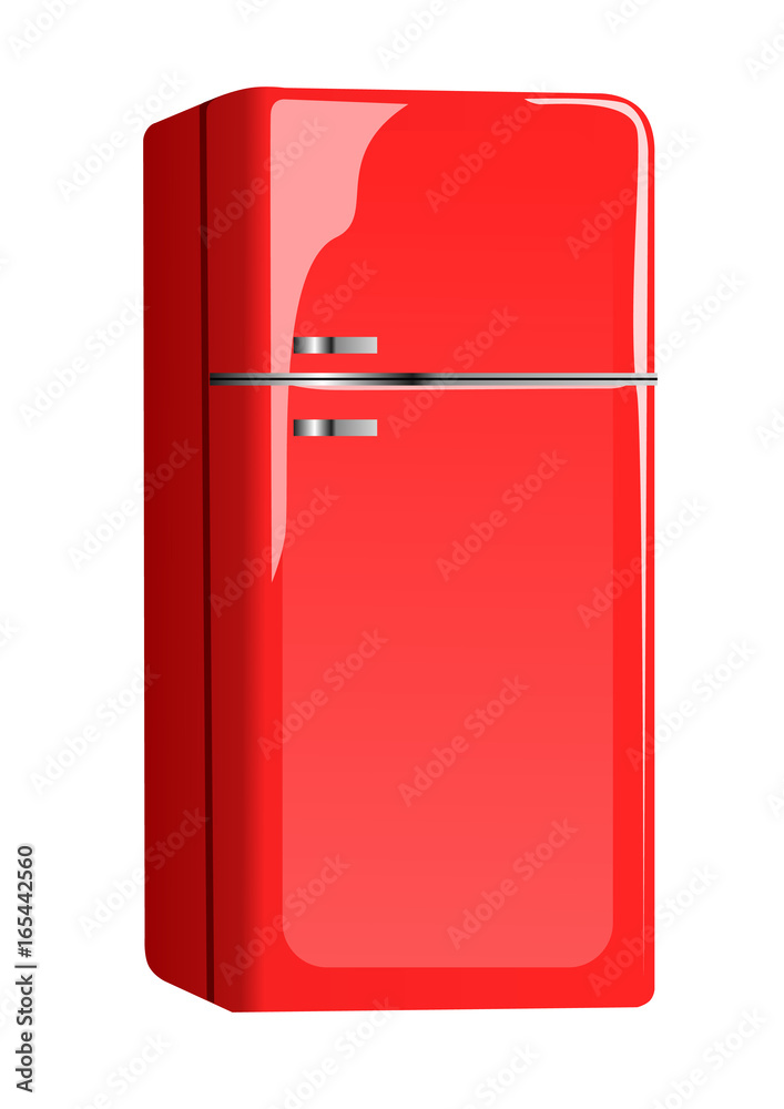 A modern red fridge. Vector illustration A modern red fridge. Vector illustration