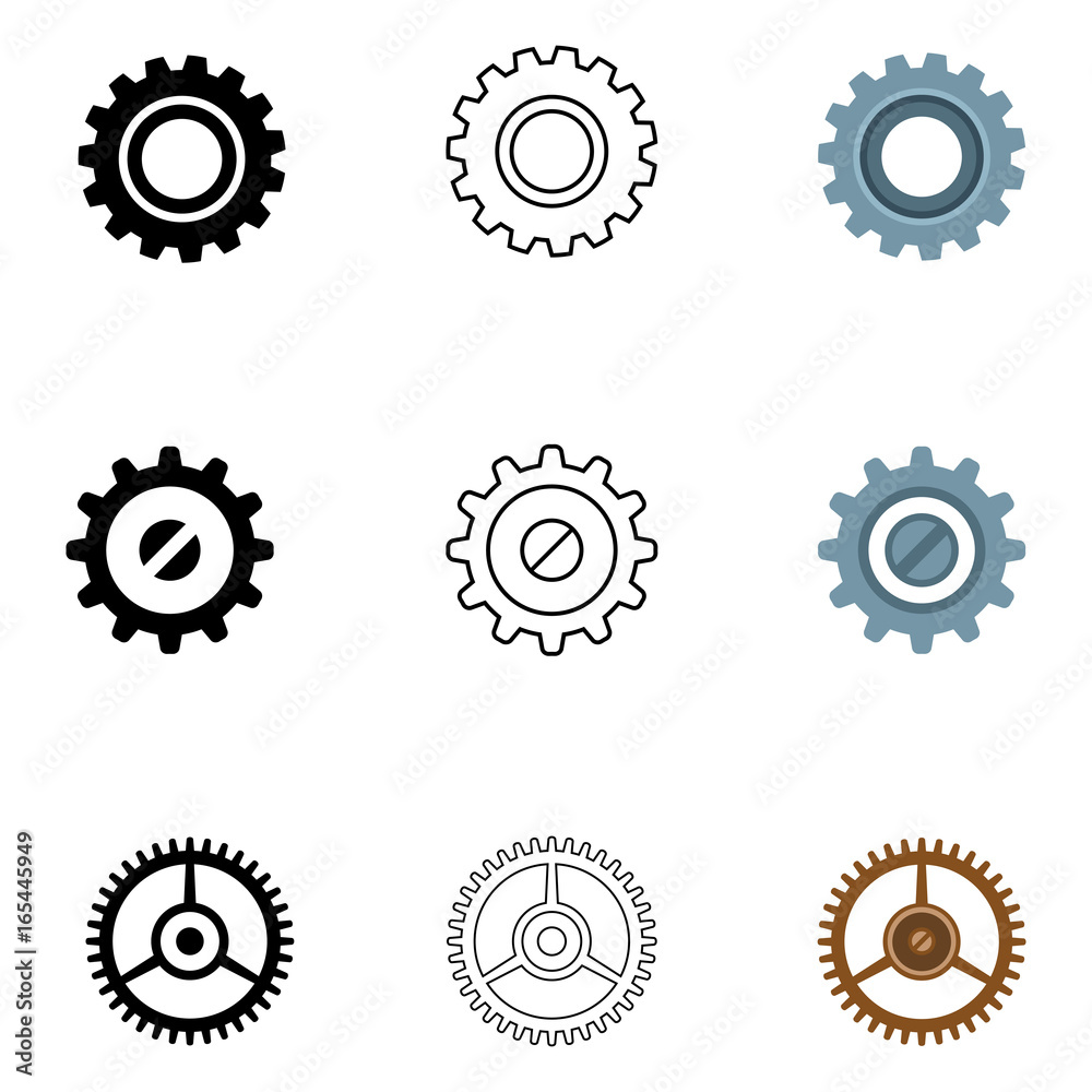 Vector Set of Different Gear Icons. Vector Set of Different Gear Icons.