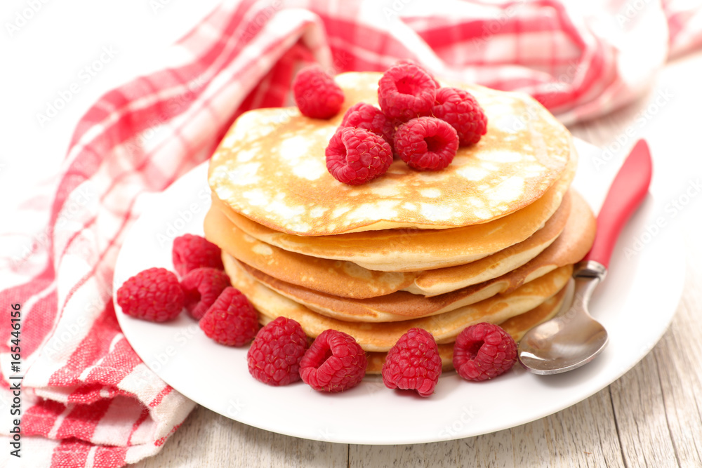 pancake with raspberry pancake with raspberry