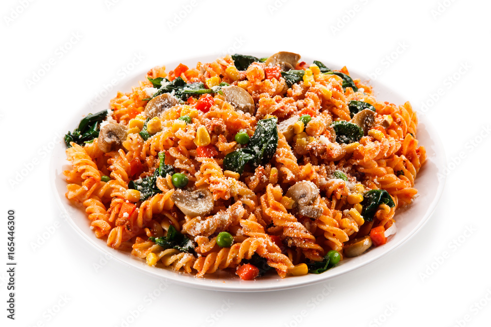 Pasta with tomato sauce and vegetables Pasta with tomato sauce and vegetables