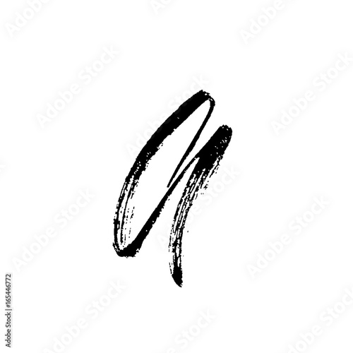 Letter A. Handwritten by dry brush. Rough strokes font. Vector illustration. Grunge style alphabet