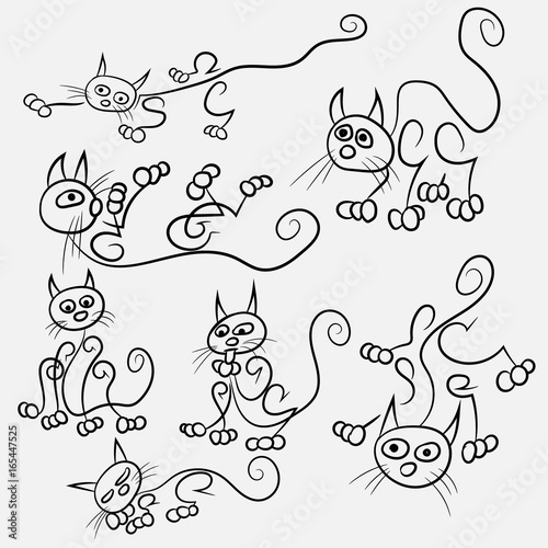 Cat sketch in different positions