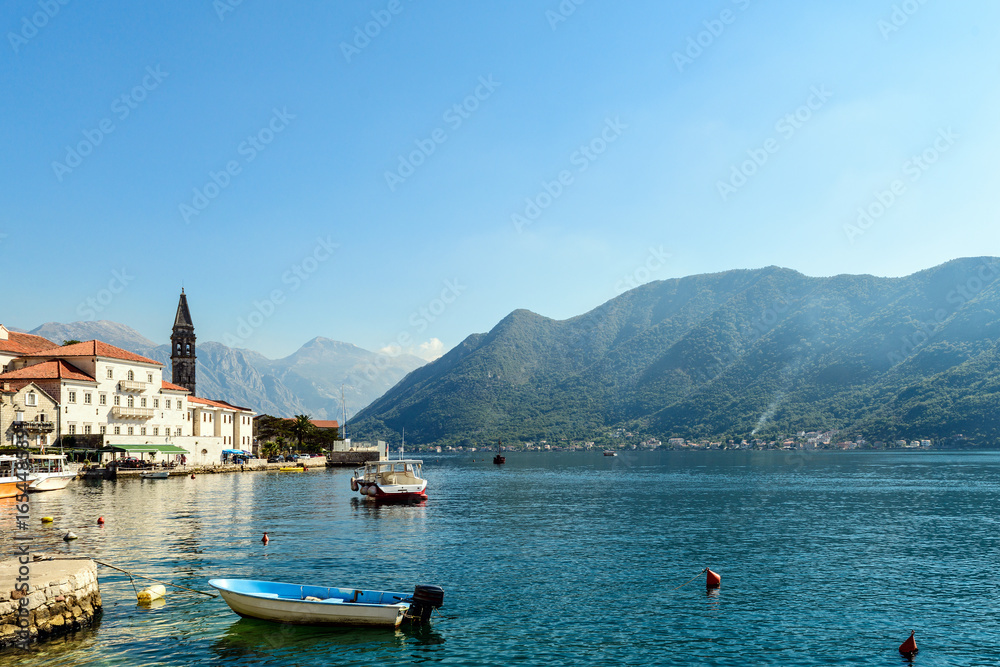 Landscape of Perast bay and town, Montenegro