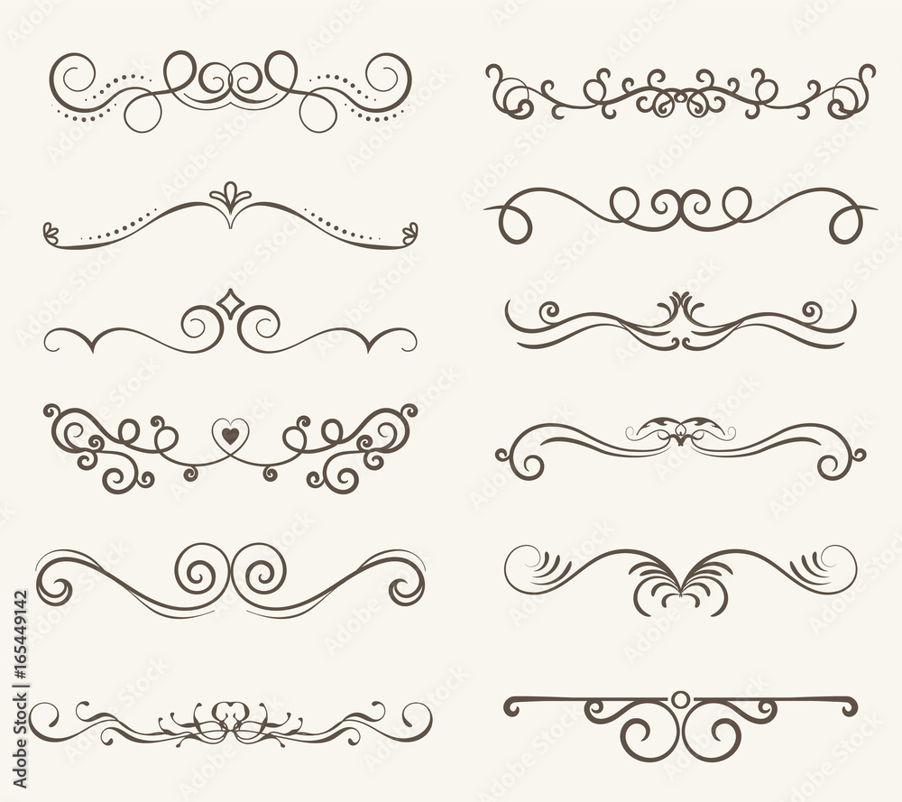 Vector set of decorative elements,  frame and line vintage style