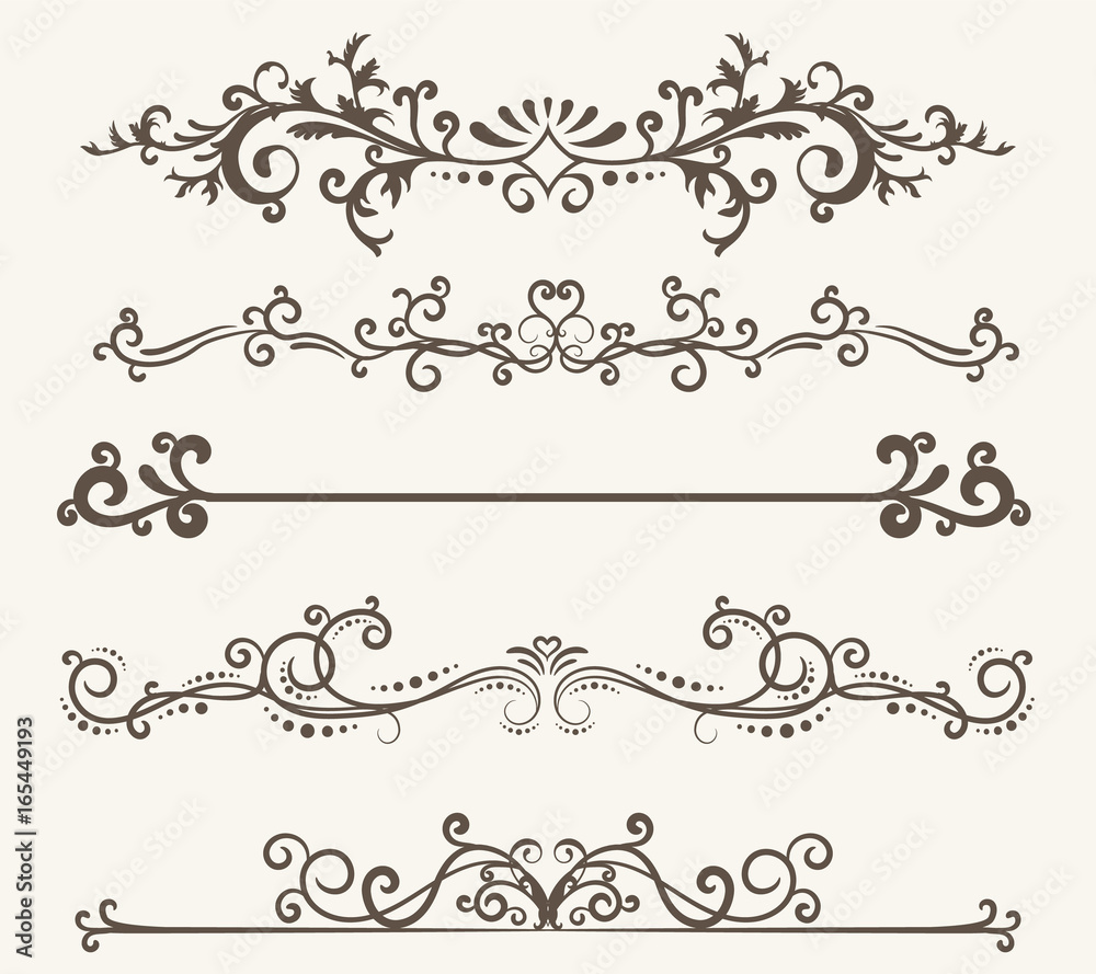 Vector set of decorative elements,  frame and line vintage style