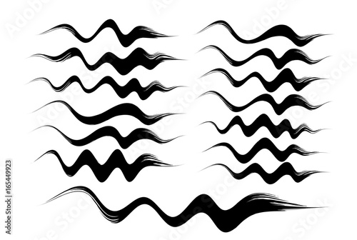 Wavy lines, brush drawing. Vector brushes. Hand-drawn brushstrokes