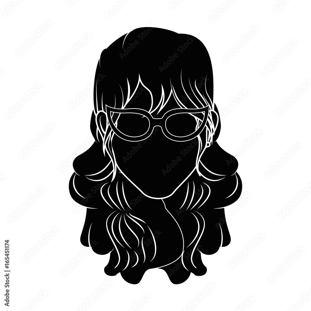 Retro woman cartoon over white background icon Retro woman cartoon over white background icon