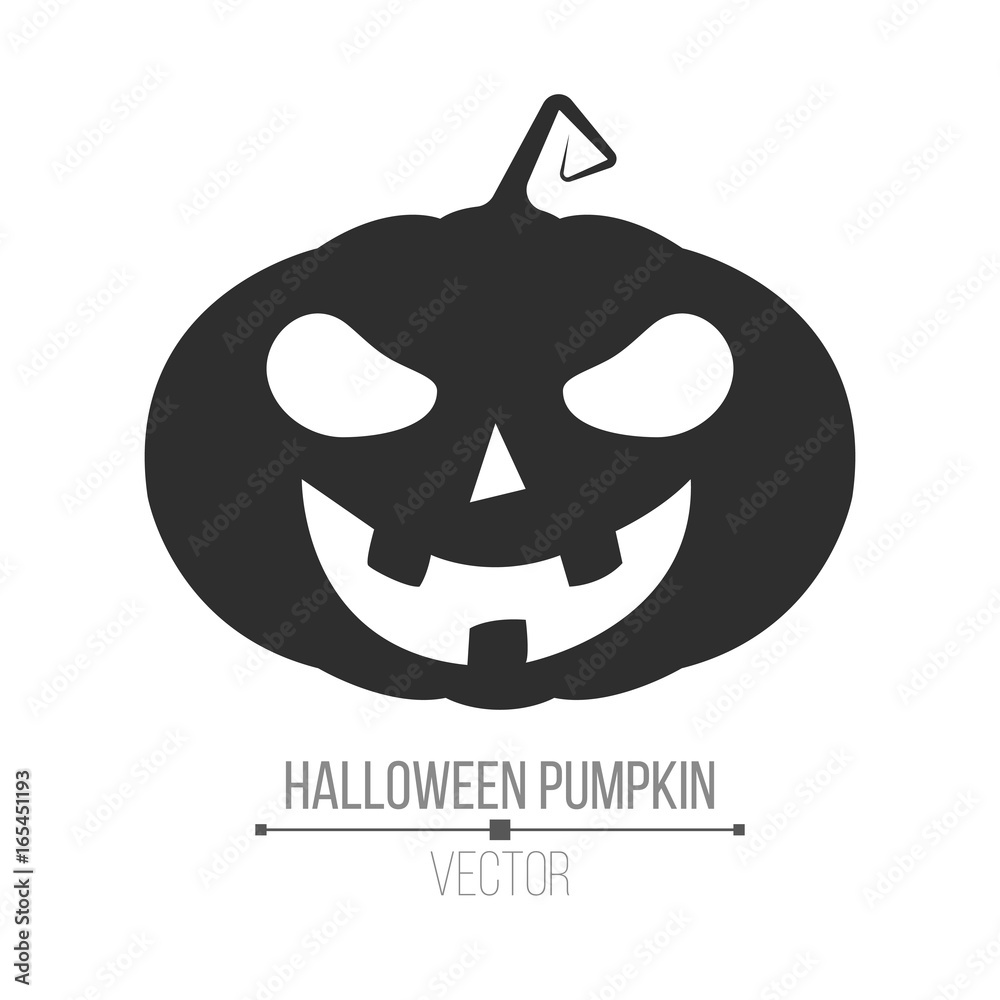 Abstract cartoon black Halloween pumpkin. Evil plant. Isolated on white  background. Vector illustration Stock Vector | Adobe Stock