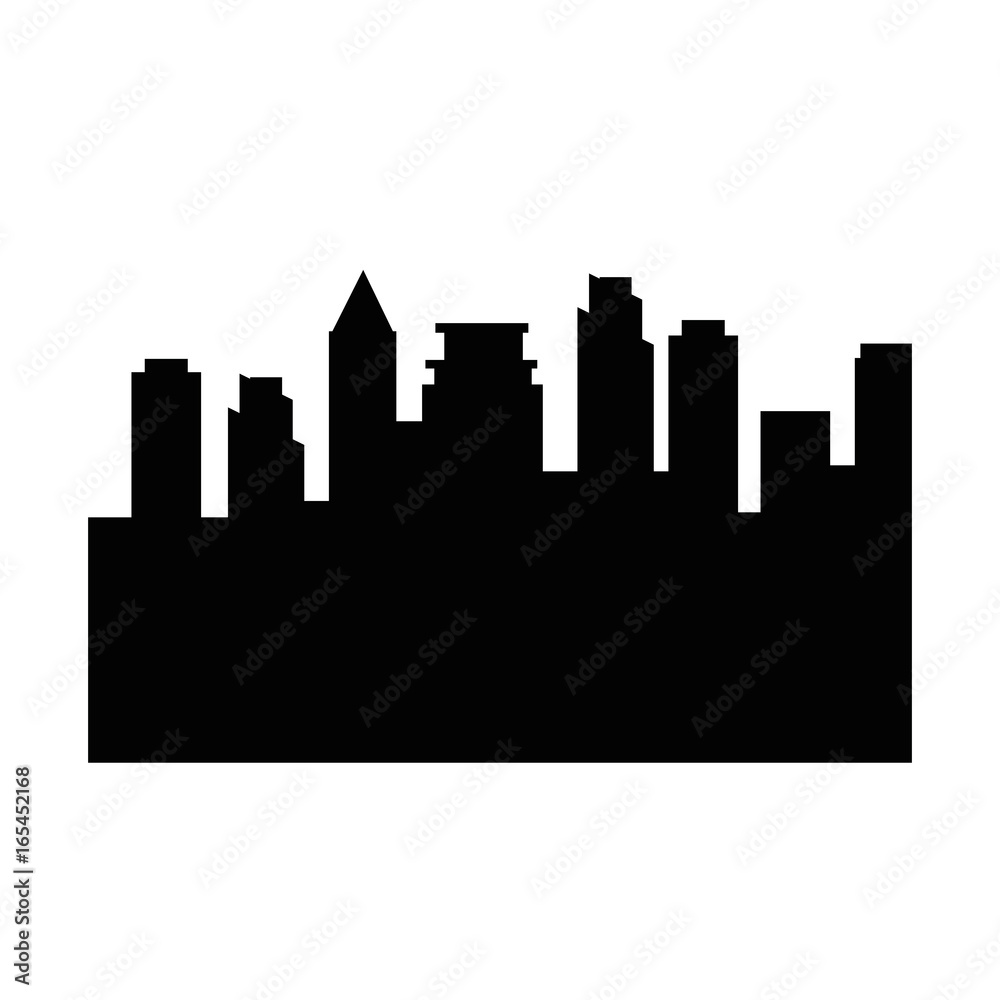 city buildings silhouette icon vector illustration graphic design