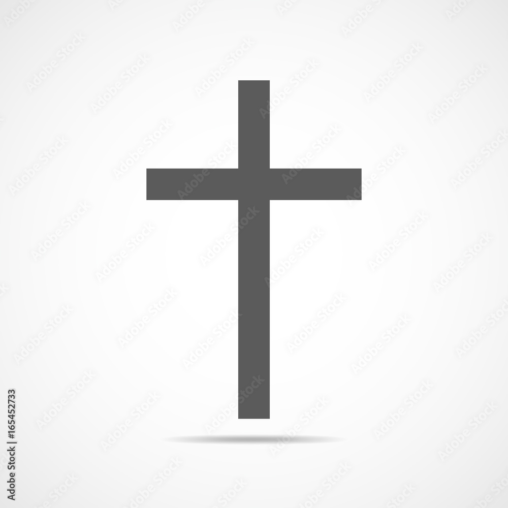 Gray Christian cross icon. Vector illustration.