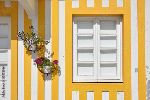 Striped colored houses, Costa Nova, Beira Litoral, Portugal, Europe