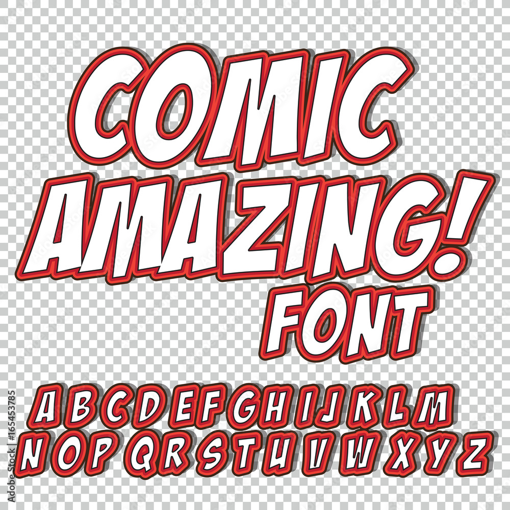 Comic alphabet set. Letters, numbers and figures for kids' illustrations websites comics banners.
