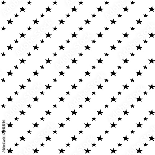 Seamless pattern with black cartoon stars and moons on white background.