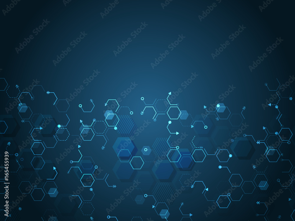 Hi-tech computer technology on the blue background. Abstract hexagon texture. Futuristic technology structure elements. Vector illustration esp 10. Hi-tech computer technology on the blue background. Abstract hexagon texture. Futuristic technology structure elements. Vector illustration esp 10.