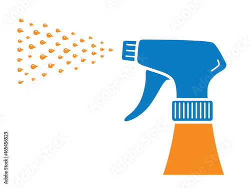 Cleaning spray bottle nozzle close up icon.