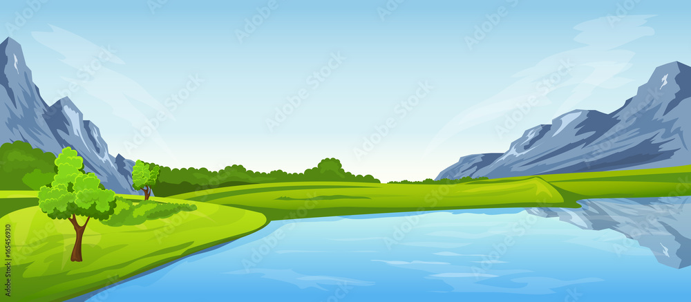 Rural summer landscape with river