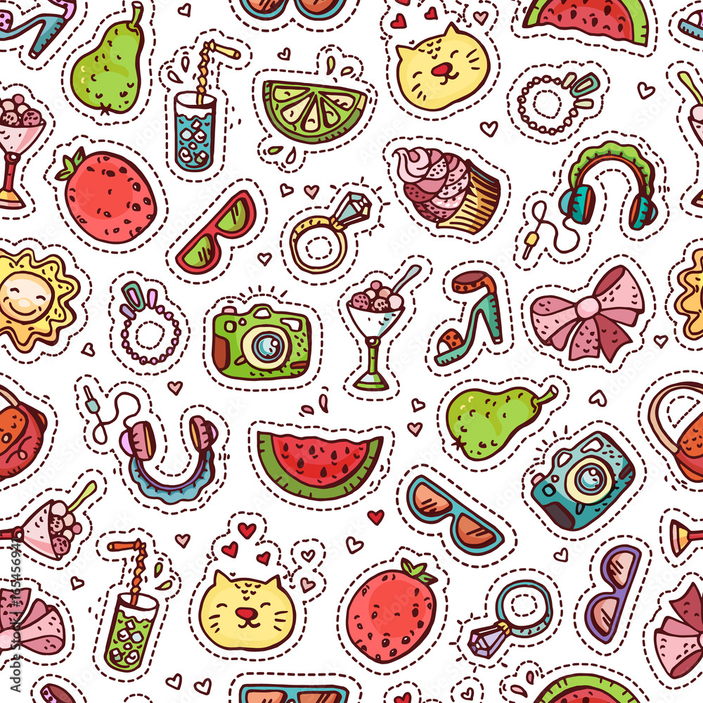 Summer doodle seamless pattern Summer doodle seamless pattern
