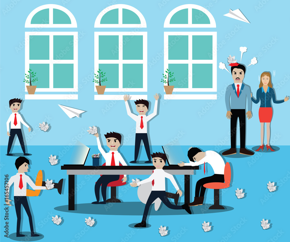 Business concept,lazy worker lying down and playing - Vector Business concept,lazy worker lying down and playing - Vector