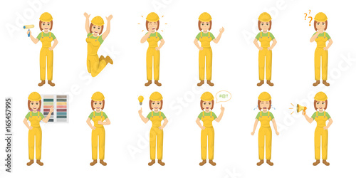 Female worker emoji set.