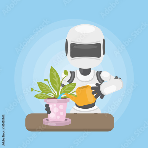 Robot with flower.