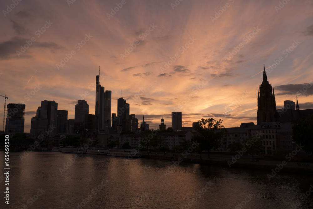 Sunset skyline cityscape in metropolis city Frankfurt