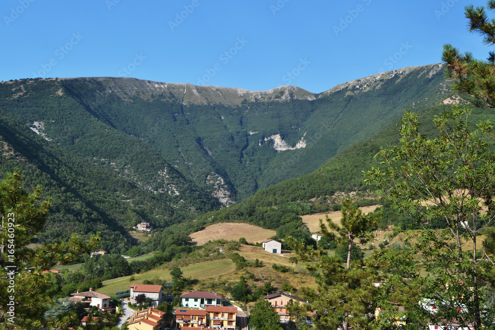 A small village in the middle of the mountains of central Italy