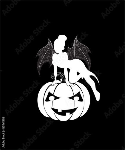 Halloween fairy on pumpkin