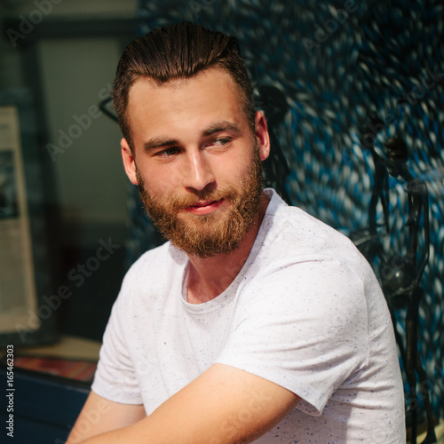 Hipster handsome male model with beard