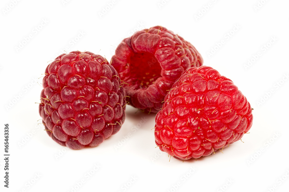 fresh red raspberries isolated on white background fresh red raspberries isolated on white background