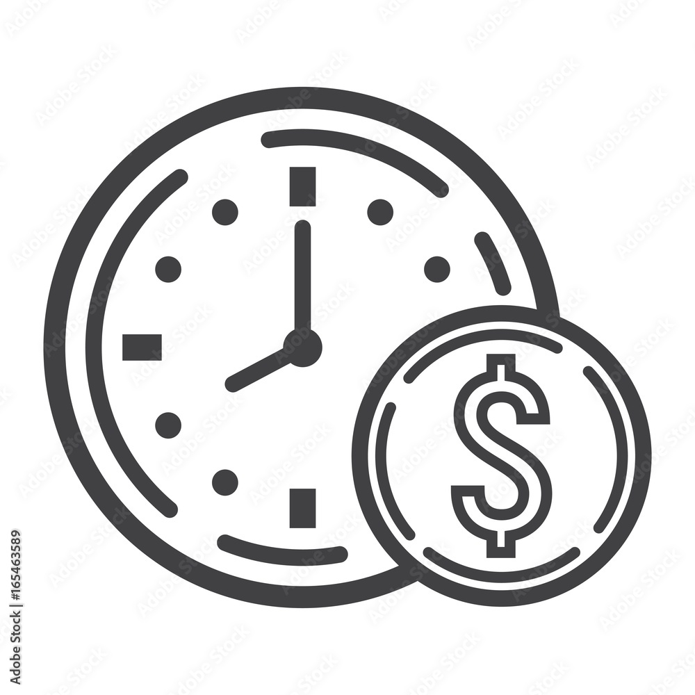 Time Is Money line icon, business and finance, coin sign vector graphics, a linear pattern on a white background, eps 10.