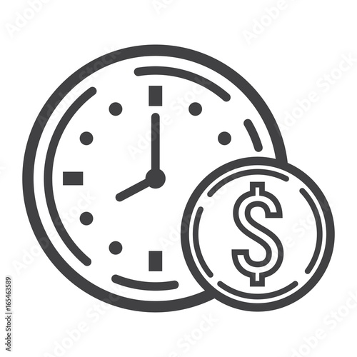 Time Is Money line icon, business and finance, coin sign vector graphics, a linear pattern on a white background, eps 10.