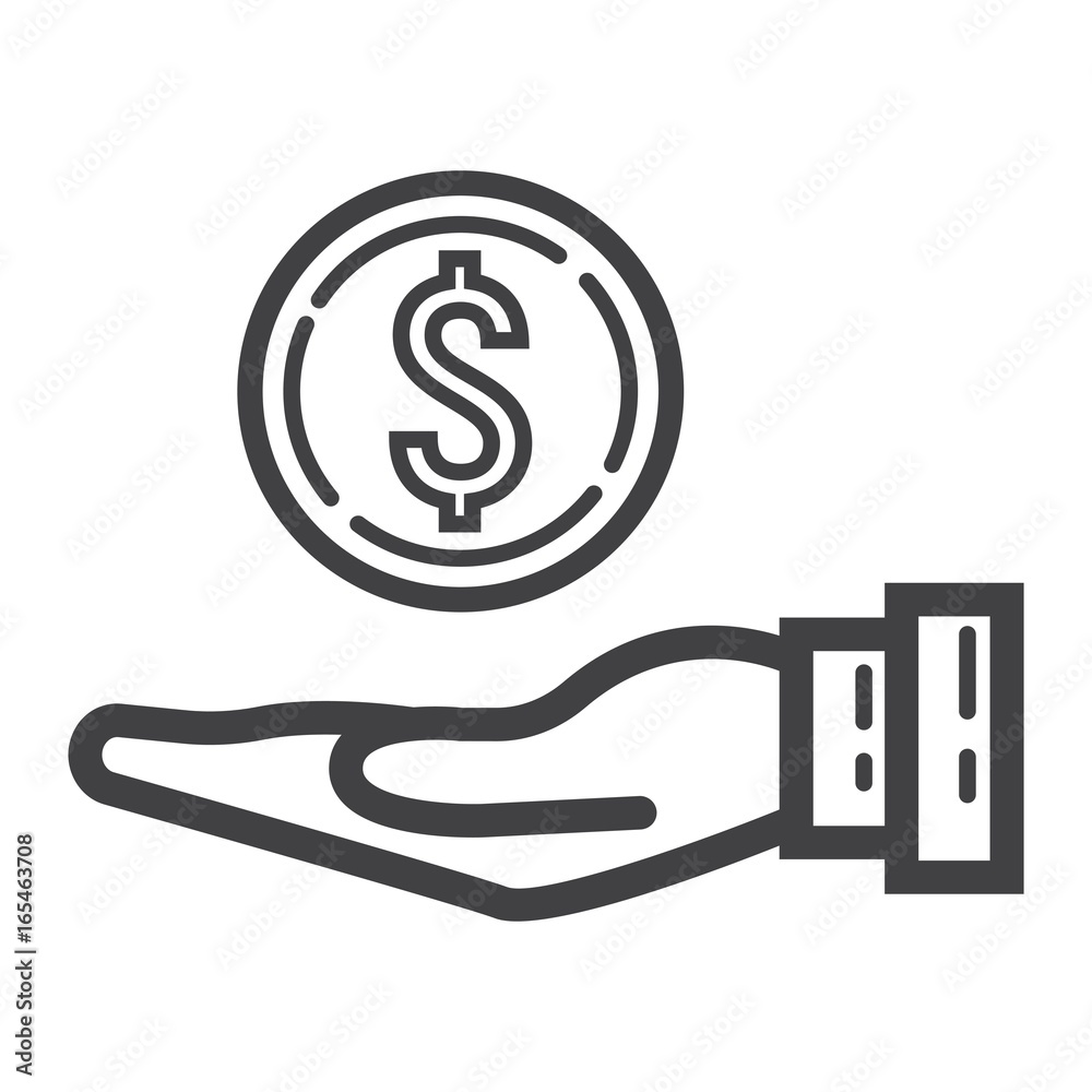 Money in hand line icon, business and finance, investment sign vector graphics, a linear pattern on a white background, eps 10. Money in hand line icon, business and finance, investment sign vector graphics, a linear pattern on a white background, eps 10.