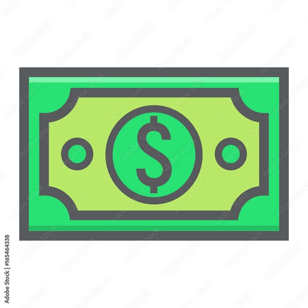 Money dollar filled outline icon, business and finance, cash sign vector graphics, a colorful line pattern on a white background, eps 10. Money dollar filled outline icon, business and finance, cash sign vector graphics, a colorful line pattern on a white background, eps 10.