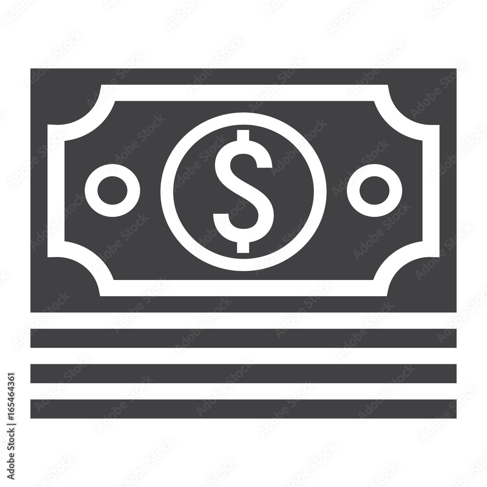Bundle of money glyph icon, business and finance, cash sign vector graphics, a solid pattern on a white background, eps 10. Bundle of money glyph icon, business and finance, cash sign vector graphics, a solid pattern on a white background, eps 10.