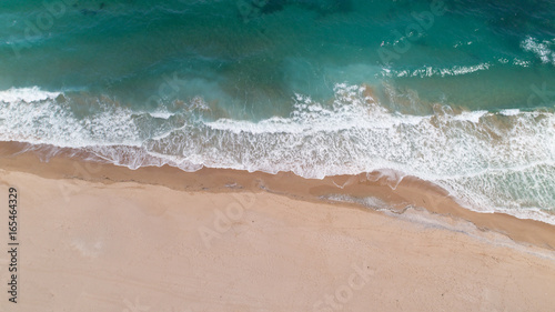 Aerial view landscape scene of empty tropical beach