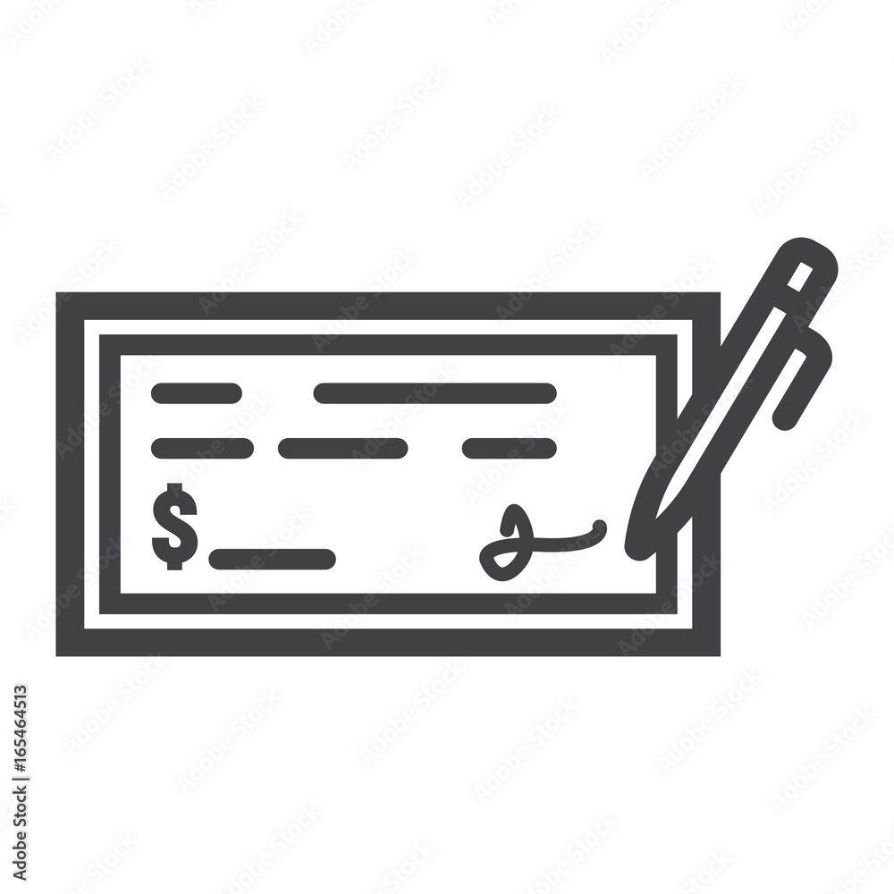 Bank check line icon, business and finance, pen sign vector graphics, a linear pattern on a white background, eps 10. Bank check line icon, business and finance, pen sign vector graphics, a linear pattern on a white background, eps 10.