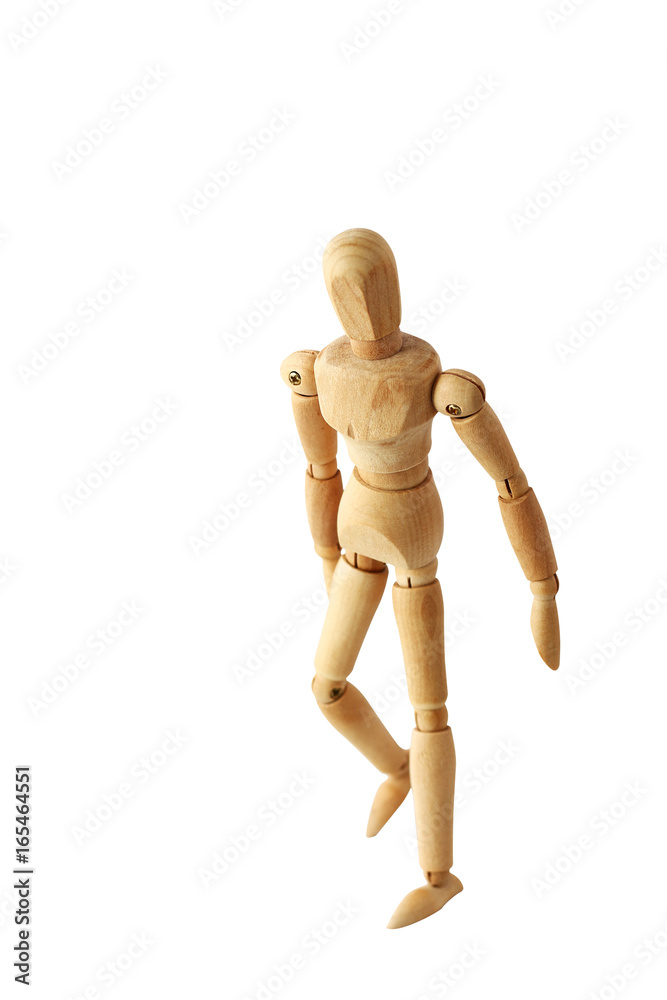 wooden puppet action in white isolated with path wooden puppet action in white isolated with path