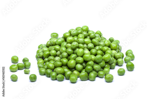 Green peas with shadow on white background photo
