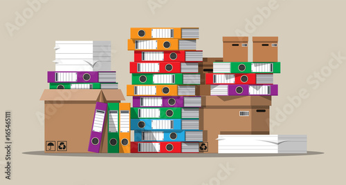 Pile of paper documents and file folders.