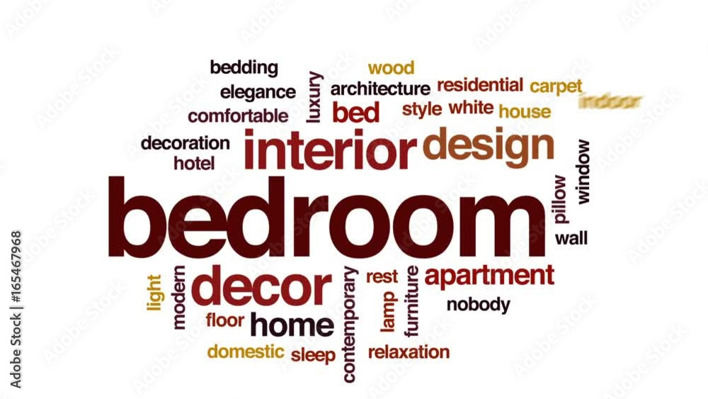 Bedroom animated word cloud, text design animation. Bedroom animated word cloud, text design animation.
