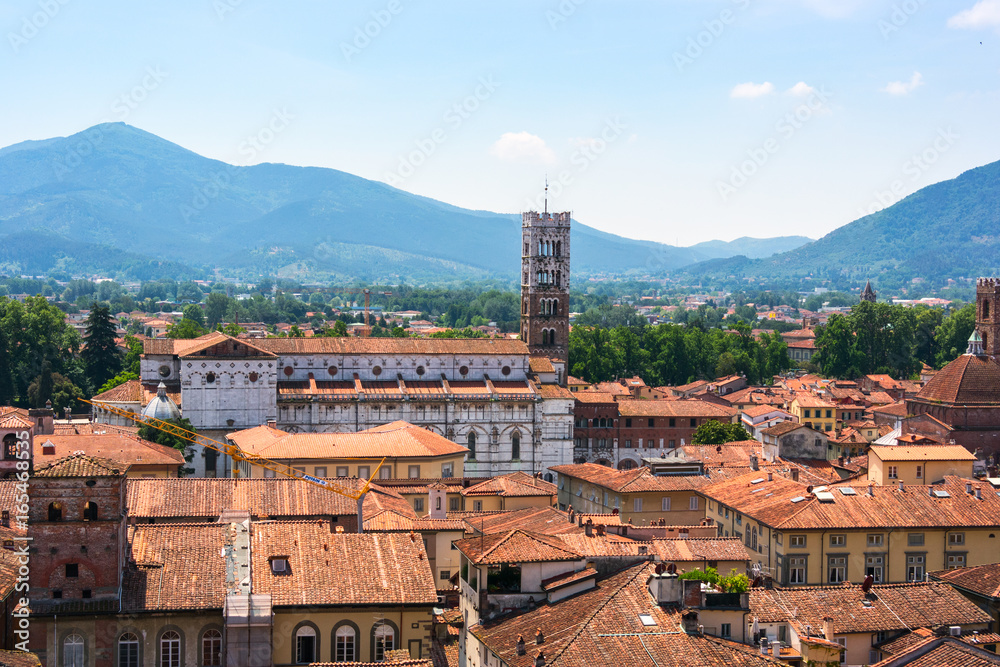 Aerial view of Lucca, Italy