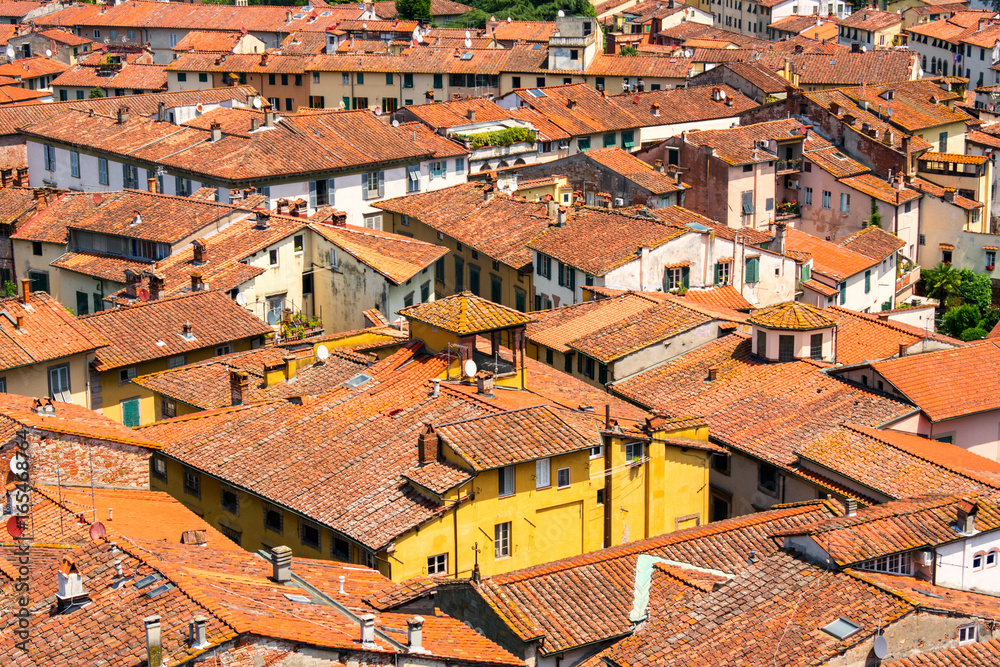 Typical terracotta roofs in Lucca