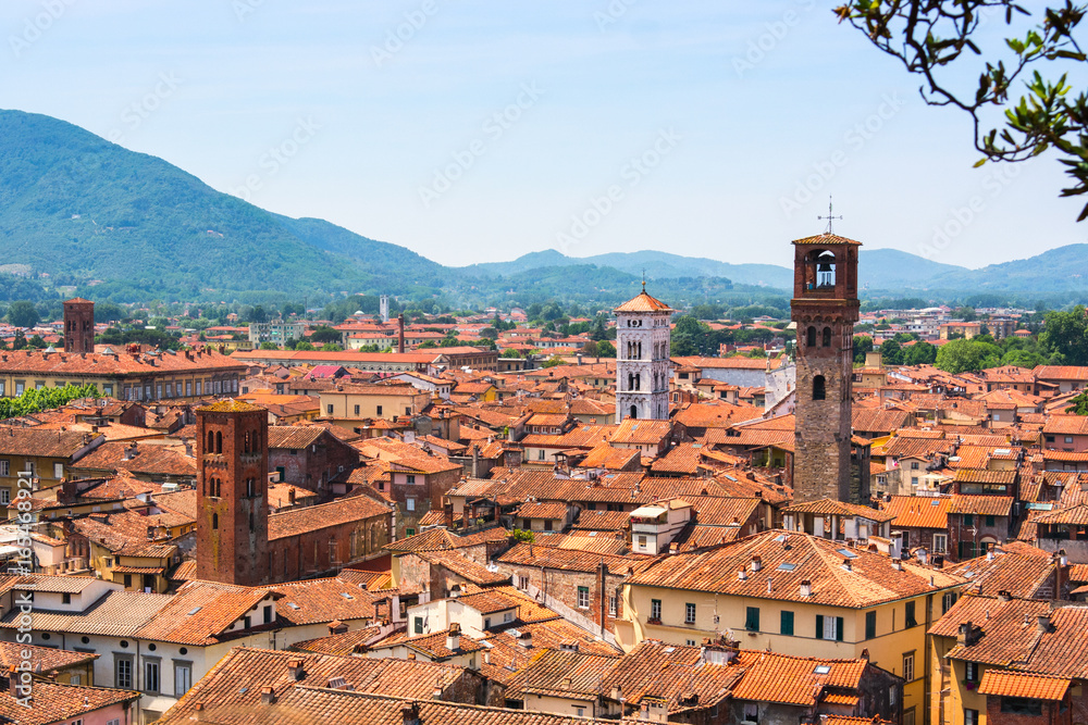 Aerial view of Lucca, Italy