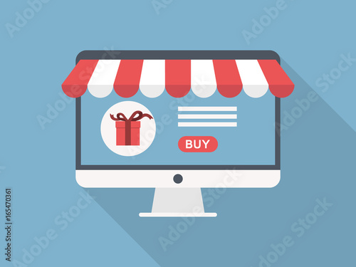 Online Store Buy Gift Icon Vector Flat