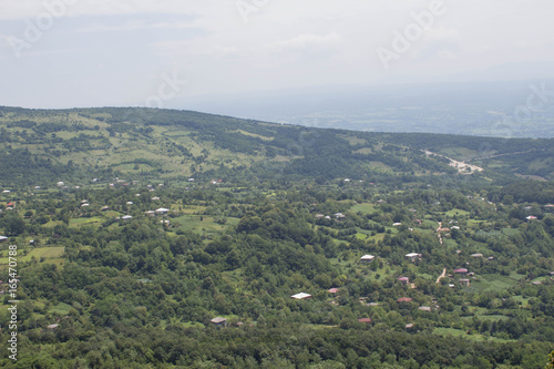 View sees the village from high angle in Georgia