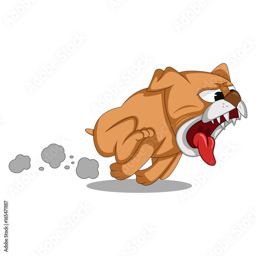 A fierce dog ran and chase cartoon