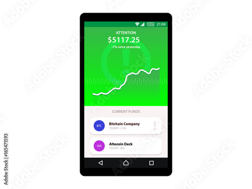 Stock market chart on modern touch screen smart phone Vector Icon
