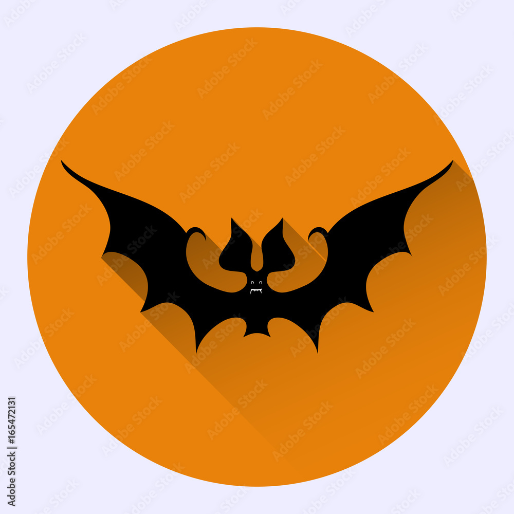 Cartoon Bat on Orange Background